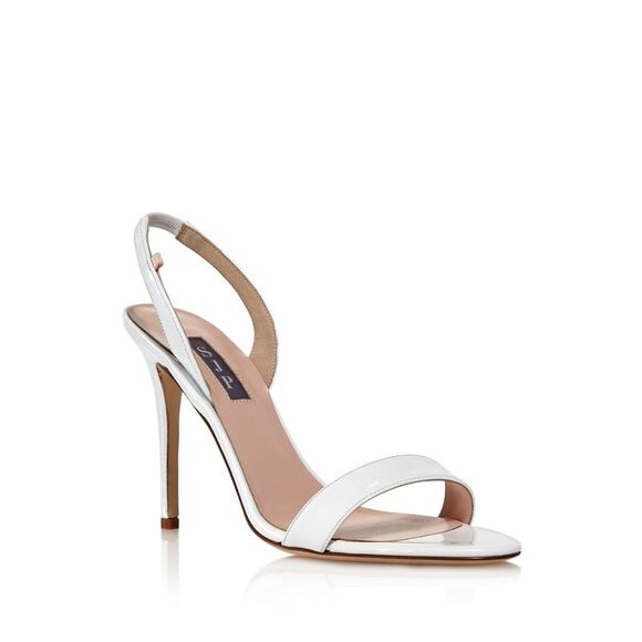 SJP Womens White Back Eleanor Round Toe Stiletto Slip On Slingback Sandal 38.5 - Picture 1 of 1
